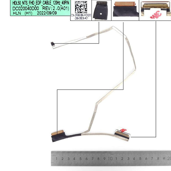 Cable Lcd Led Dell Inspiron 3520 3525 3521 40 Pines 0,5 Fhd 0fwv9n Dc020040d00