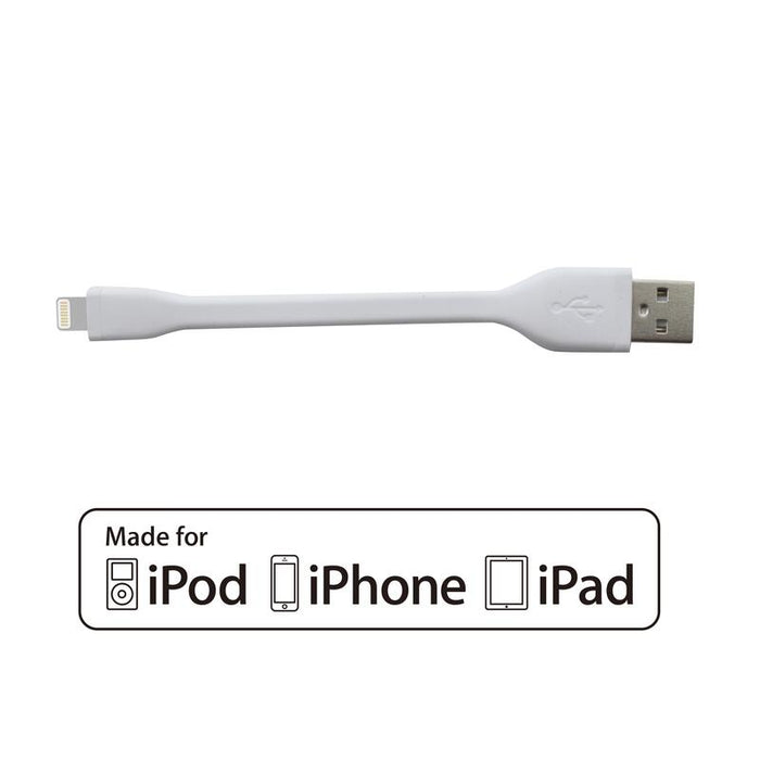 Cable Phoenix Usb Macho A Lightning Macho 10 Cm Certificado Oficial Apple Mfi Iphone 5 / 6/ 7 Ipad Mini / Ipad Pro/  Ipad 2 / 4 Ipad Air /  Ipad Pro/Carga Sincroniza Otg / Ultra Compacto / Goma Blanco
