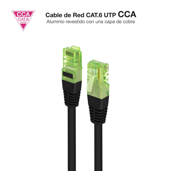 Cable Red Cat.6 Utp Awg26 Cca, Negro, 25 Cm