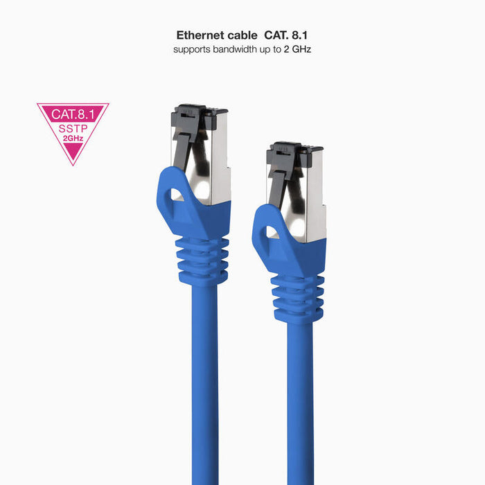 Cable Red Cat.8.1 2ghz Lszh Sstp Awg26 Azul 25 Cm