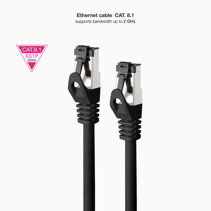 Cable Red Cat.8.1 2ghz Lszh Sstp Awg26 Negro 0.5 M