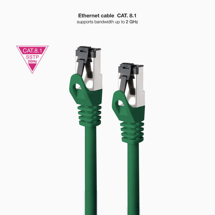 Cable Red Cat.8.1 2ghz Lszh Sstp Awg26 Verde 25 Cm