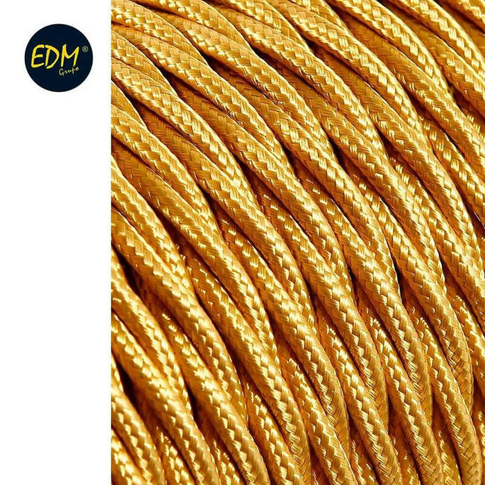 Cable Textil Trenzado 2x0,75mm C-45 Oro Mate Seda 5m