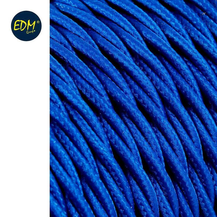 Cable Textil Trenzado 2x0,75mm C-75 Azul Seda 5m