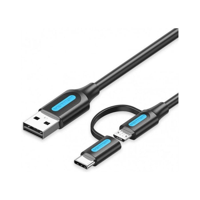 Cable Usb 2.0 Vention Cqdbd Usb Macho Micro Usb Macho Usb Tipo-C Macho 480mbps 50cm Negro
