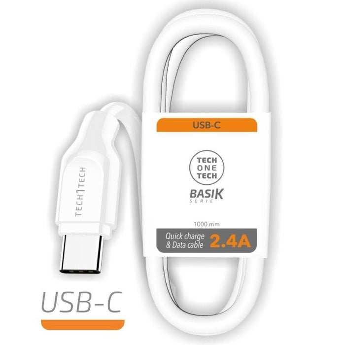 Cable Usb Tipo-C Tech One Tech Tec2903 Usb Tipo-C Macho Usb Macho 1m Blanco