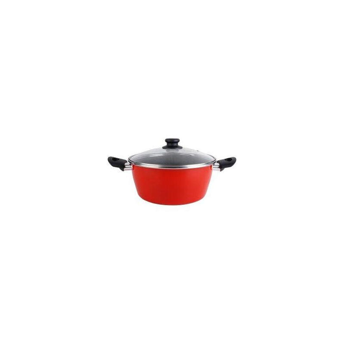 Cacerola Con Tapa Cristal Magefesa K2 Rojo 16 Acero Antiadherente Acero Inoxidable Todo Tipo