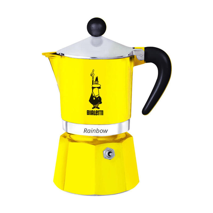 Cafetera Italiana Bialetti Rainbow Aluminio, Negro, Amarillo