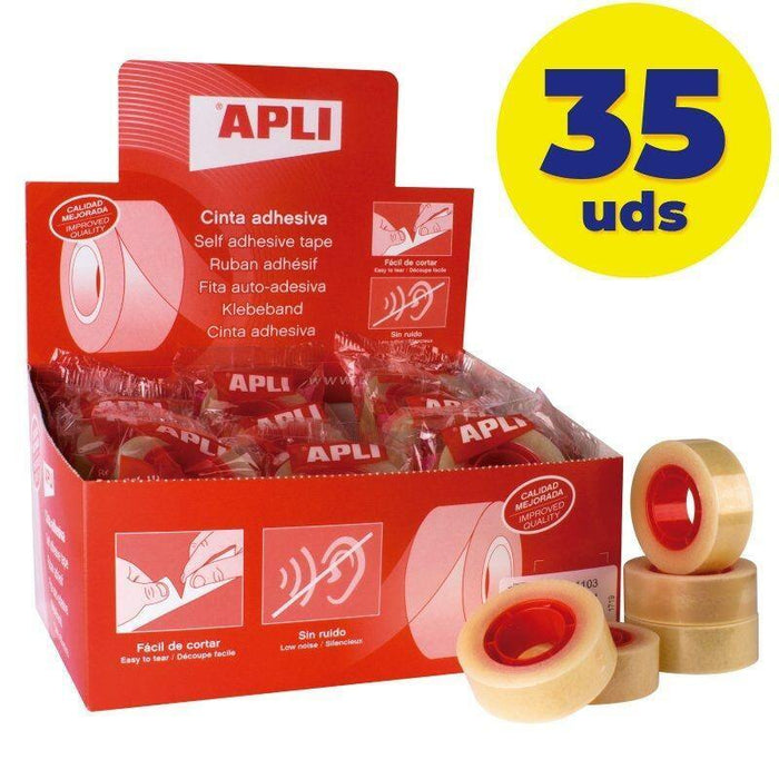 Caja De Cintas Adhesivas Transparentes Apli 11103 1.9cm X 33m 35 Unidades