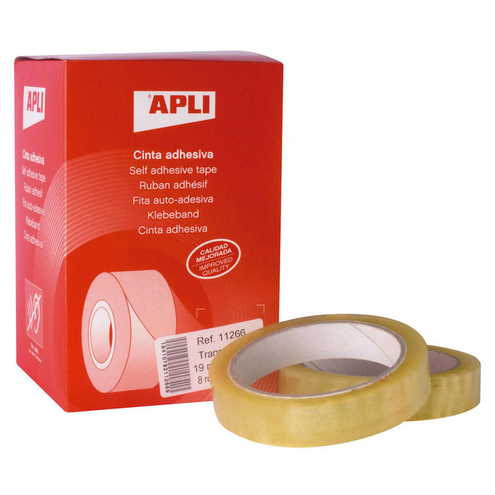 Caja De Cintas Adhesivas Transparentes Apli 11266 1.9cm X 66m 8 Unidades