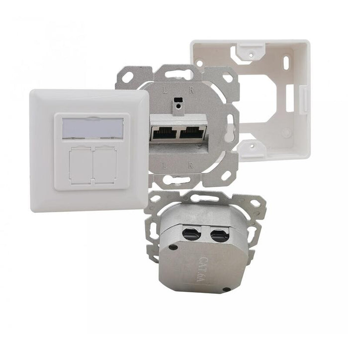 Caja De Conexiones Helos, Cat 6a (Eia / Tia), Ap / Up, 2 Puertos, Vertical, Blanco Puro