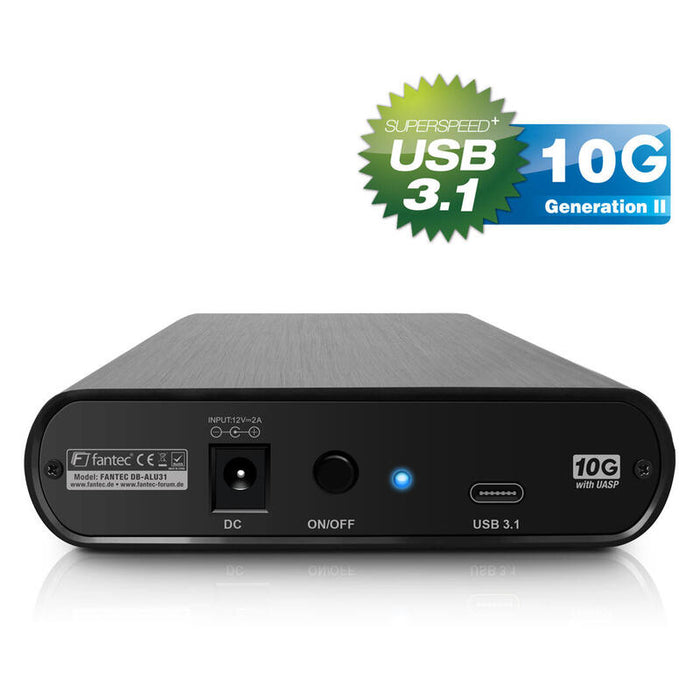 Caja Hdd 3,5", Usb 3.1, Fantec Db-Alu31 Negra Para Sata-Hdd