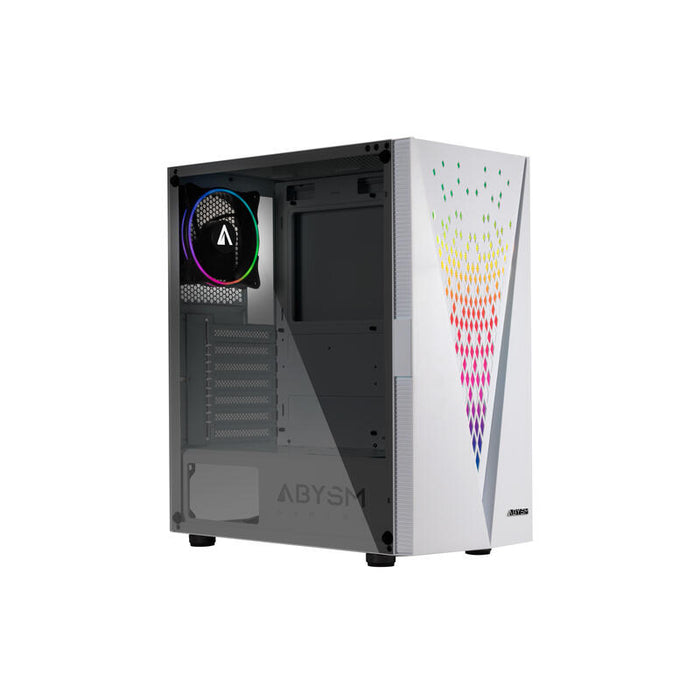 Caja Pc Abysm Atx Case Danube Kolpa White Argb-Tempered Glass- 1xusb 3.0+2xusb2.0 - 3 X Fan 12cm Argb -Argb Hub