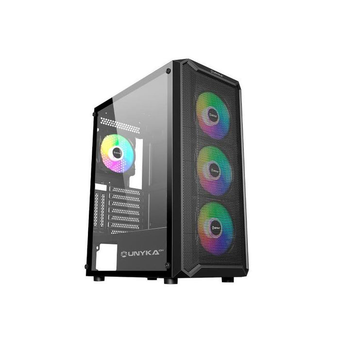 Caja  Pc Unykach Armor 3gen Atx, Micro Atx, Itx - Lateral De Vidrio Templado - Usb-A 3.0 Y Audio - 4 Ventiladores 120mm
