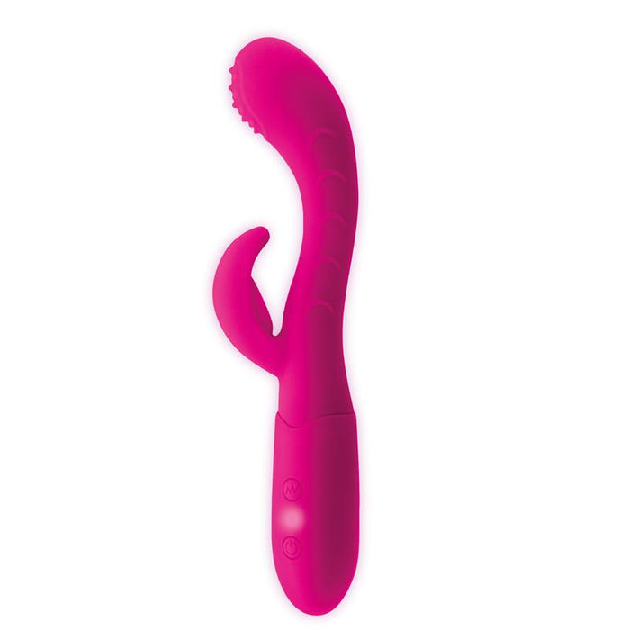 Cakey Vibrador Punto G Y Conejito Usb Silicona Fuchsia