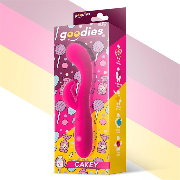 Cakey Vibrador Punto G Y Conejito Usb Silicona Fuchsia