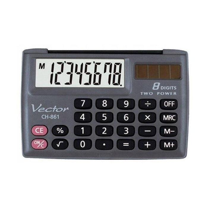 Calculadora De Bolsillo Vector Kav Ch-861, 8 Dígitos, 87 X 58 Mm, Negra