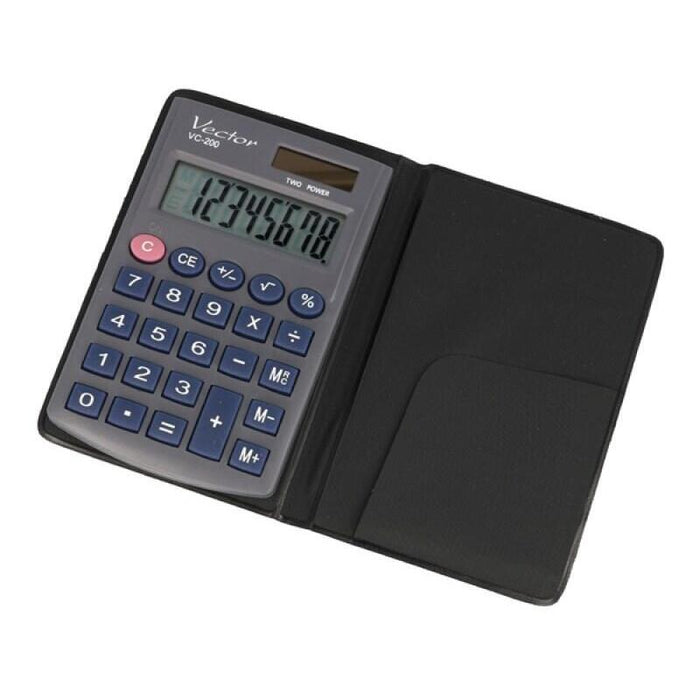Calculadora De Bolsillo Vector Kav Vc-200iii, 8 Dígitos, 62,5 X 98,5 Mm, Gris