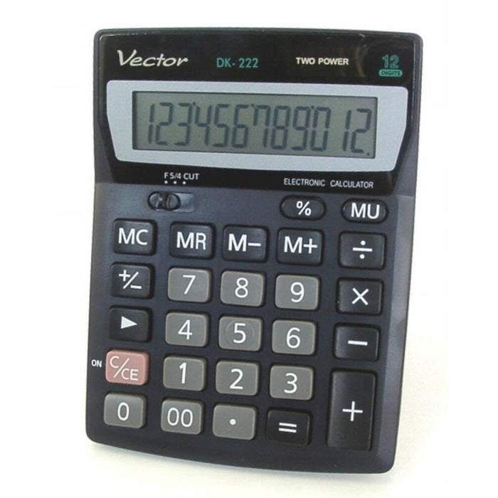 Calculadora De Oficina Vector Kav Dk-222, 12 Dígitos, 103 X 137 Mm, Negra