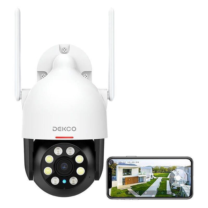 Cámara De Seguridad Ip Dekco Dc5l 2k Qhd Wifi Visión Nocturna A Color Google Assistant/Alexa Blanco