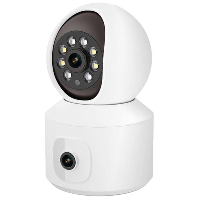 Camara De Seguridad Ip Escam Qf010 2mp+2mp Visión Nocturna A Color Paneo Wifi Blanco