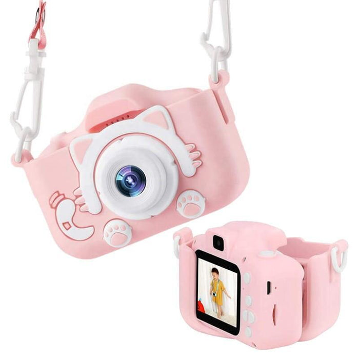 Cámara Digital Para Niños K1c Versión Mejorada 600mah Funda Gato Rosa