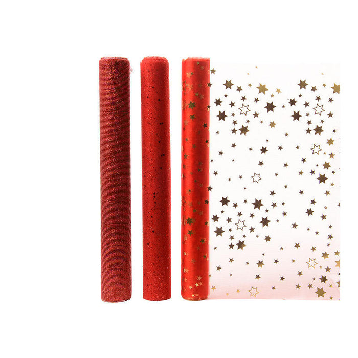 Camino De Mesa De Organza 3 Modelos Surtidos Rojos 200x35cm