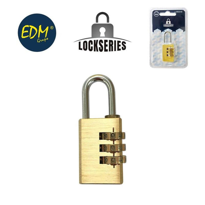 Candado De Laton Con Combinacion 21x57mm Blister Edm