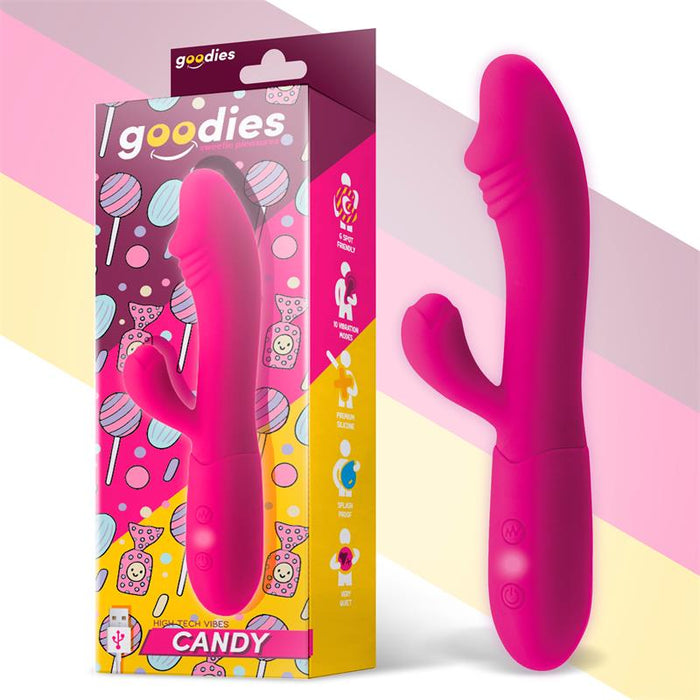 Candy Vibrador Con Conejito Punto G Usb Silicona Fucshia