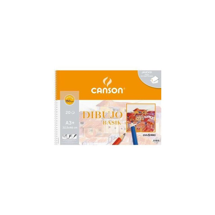 Canson Bloc Dibujo Basik Espiral Microperforado 20 Hojas 150 Gr. Recuadro 32,5x46cm