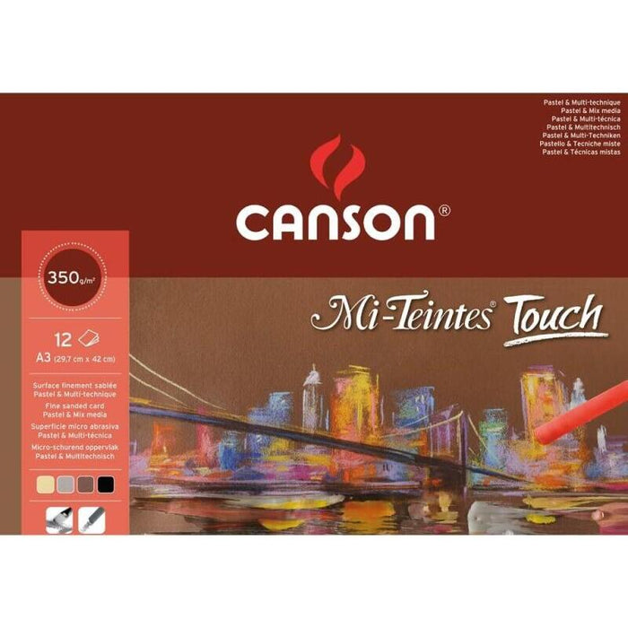 Canson Mi-Teintes Touch Bloc Con 12 Hojas 350 G/Mâ² - Tamaã±O 29.7 X 42cm - Superficie Microabrasiva Finamente