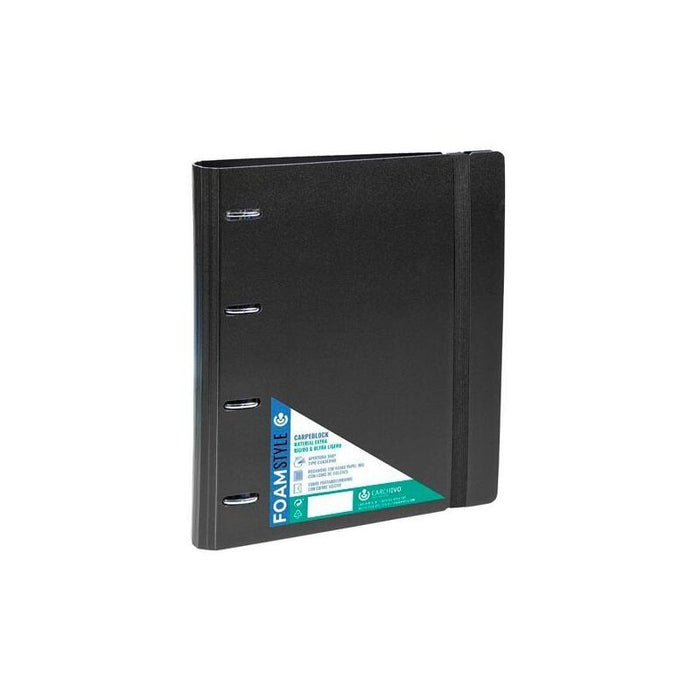 Carchivo Carpeblock 360 C/Recambio 100h A4 90gr 5x5 Cierre C/Goma 4 Separadores Pp Extra Rígido Foam Style Negro