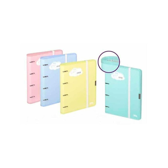 Carchivo Carpeta 4 Anillas 35mm Cartón Soft Con Goma Folio Turquesa