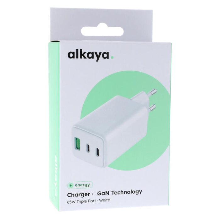 Cargador Alkaya Nexus Con Tecnología Gan 65w Blanco