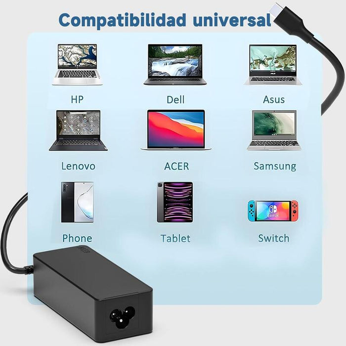 Cargador Compatible 90w Usb Tipo C Tipo Para Dell/Hp/Asus/Lenovo