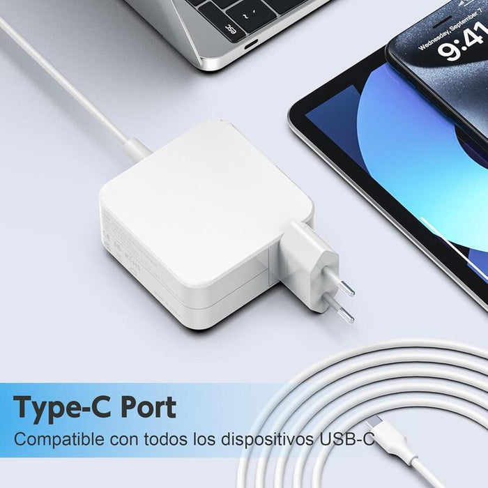 Cargador Usb Tipo-C  5-20v-3,25a  Max 65w Blanco Compatible Con Todo Tipo De Portátiles