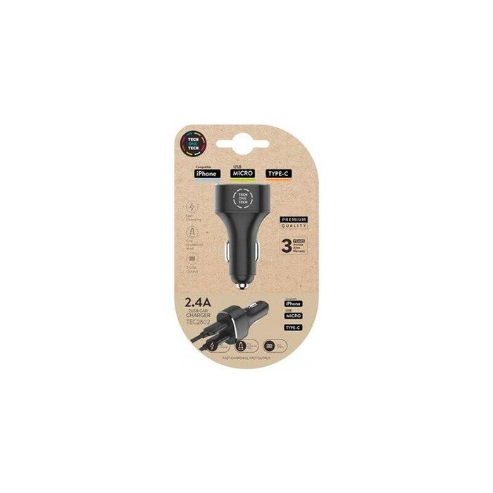 Cargador De Coche Tech One Tech Tec2802 2xusb 2.4a