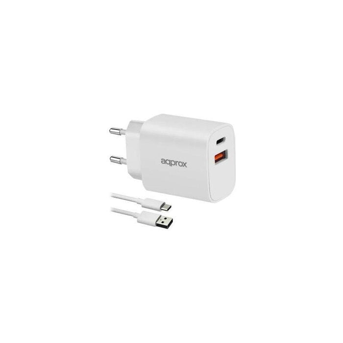 Cargador De Pared Approx Appusbwall20w 1xusb-C Pd 1xusb-A 20w Cable Usb-A A Usb-C Incluido