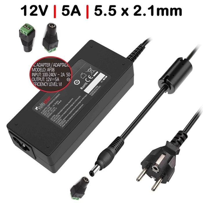 Cargador Para Tft Monitor 12v 5a 60w + Conector Apto Para Tira Led