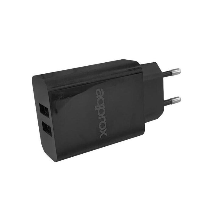 Cargador Usb De Viaje/Pared Dual 2.4a Negro Approx 2xusb 2,4a/ 12w