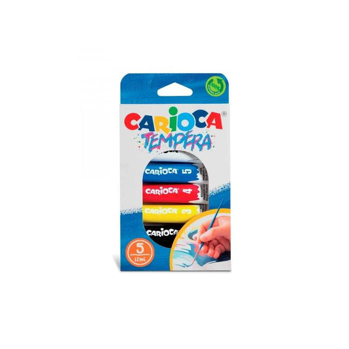 Carioca Pack De 5 Tubitos De Tempera De 12ml - Colores Superlavables - Alto Poder Cubriente - Aplicable En Materiales
