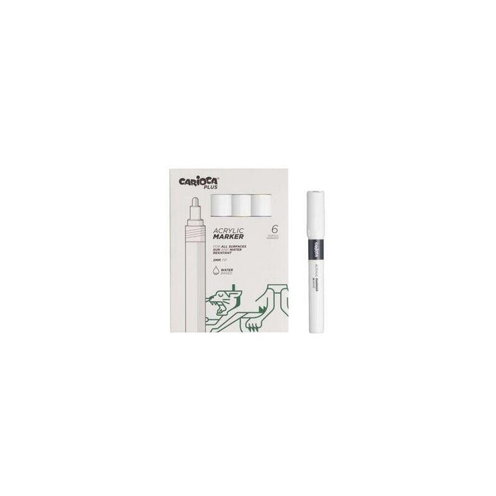Carioca Plus Pack De 6 Marcadores Acrilicos - Punta 2mm - Blanco