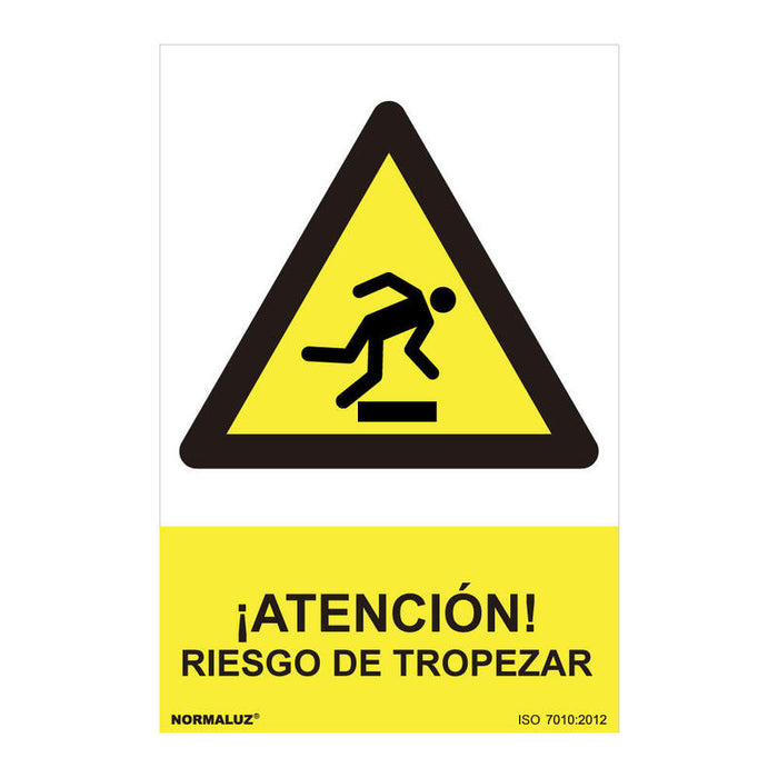 Cartel "Atencion Riesgo De Tropezar" (Pvc 0.7mm) 30x40cm Normaluz