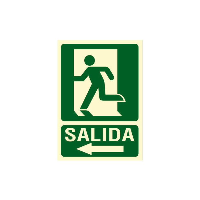Cartel De Señalización Evacuación Salida Izquierda