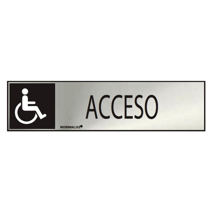 Cartel Informativo "Acceso" Discapacitados (Inox Adhesivo 0.8mm) 5x20cm Normaluz