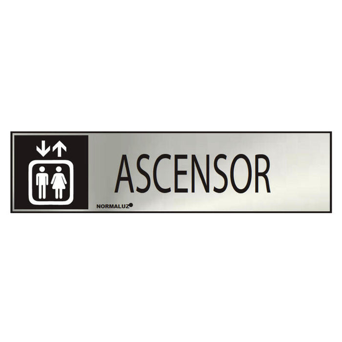 Cartel Informativo "Ascensor" (Inox Adhesivo 0.8mm) 5x20cm Normaluz