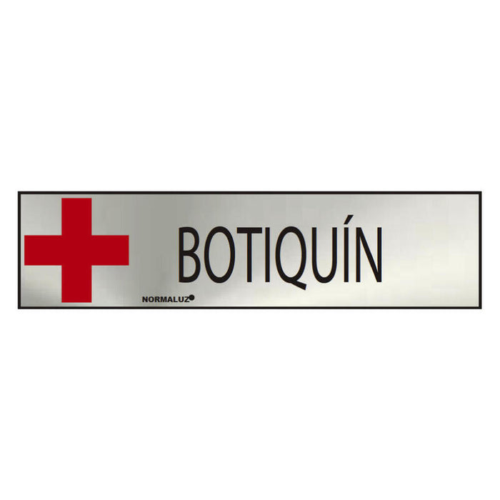 Cartel Informativo "Botiquin" (Inox Adhesivo 0.8mm) 5x20cm Normaluz