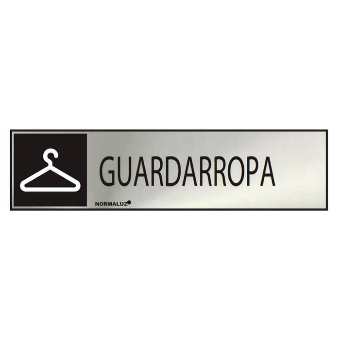 Cartel Informativo "Guardarropa" (Inox Adhesivo 0.8mm) 5x20cm Normaluz