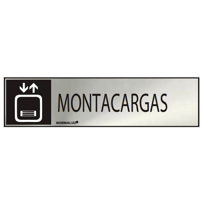 Cartel Informativo "Montacargas" (Inox Adhesivo 0.8mm) 5x20cm Normaluz