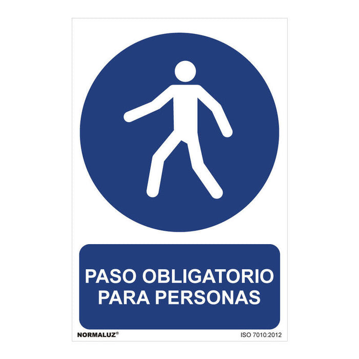 Cartel "Paso Obligatorio Para Personas" (Pvc 0,7mm) 30x40cm Normaluz